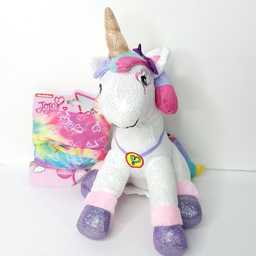 JoJo Siwa Unicorn Sparkle Rainbow Plush Stuffed Toy Animal Bonus Head Wrap 12"
